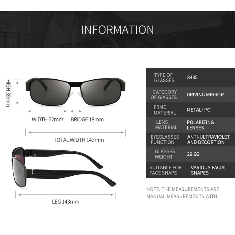 VCKA 2020 New Sunglasses Men Polarized Square Metal Frame Male Sun Glasses Driving Lens Coating yewear zonnebril heren Inner | Аксессуары