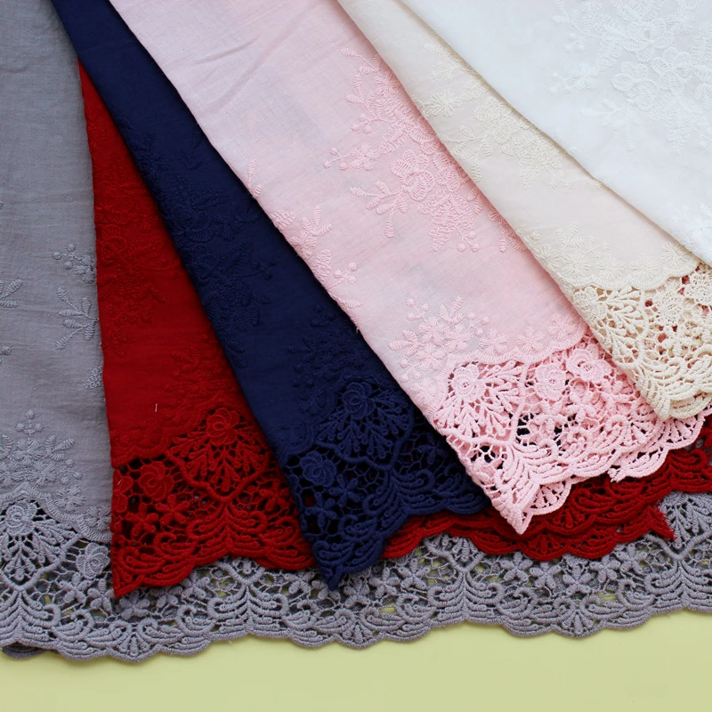 3Yard/lot 36CM Wide White Beige Embroidered Cotton Cloth Lace Trim Skirt Sofa Women's Clothing DIY Fabric Accessories - купить по