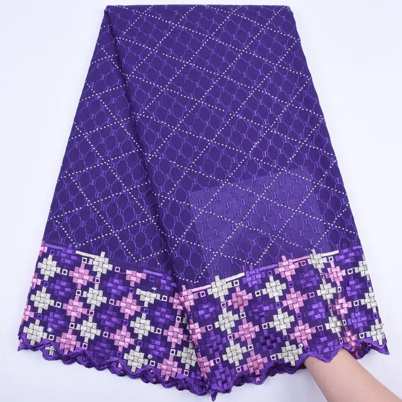 

New Purple Swiss Voile Lace In Switzerland High Quality African Lace Fabric Embroidered Nigerian Laces Fabrics For Garment S1734