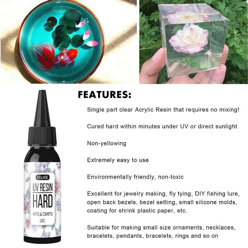 

10/20/30/50/100/200ml UV Resin Hard Type Crystal Clear Glue Ultraviolet Curing Epoxy Crafts Jewelry Making DIY Accessories