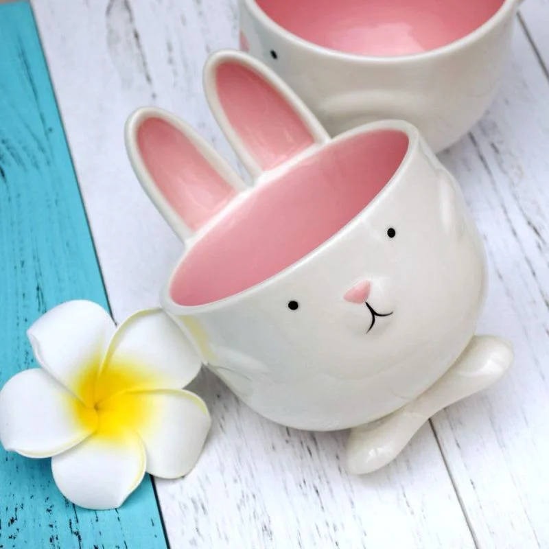 

Lovely Pink Rabbit Bowl Three-dimensional Animal Bowl Western Style Ceramic Bowl Salad Plate Dessert Instant Noodles Disc