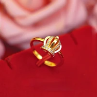vietnam sand crown shaped gold aaa zircon rings for women 24k yellow gold finger ring wedding birthday fine jewelry gifts 2021