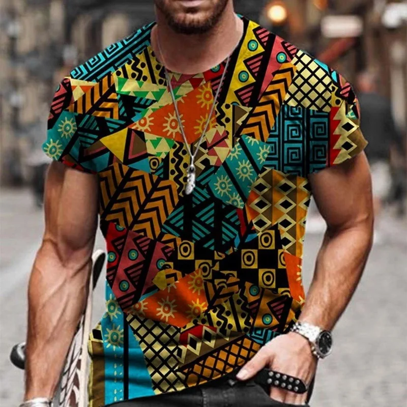 

Summer New Mens Oversized Vintage Short Sleeve T Shirts Fashion Harajuku Ethnic Printed O Collared Tshirts Camiseta Mujer