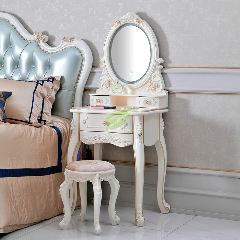 Современный минималистский туалетный столик для спальни резной с зеркалом