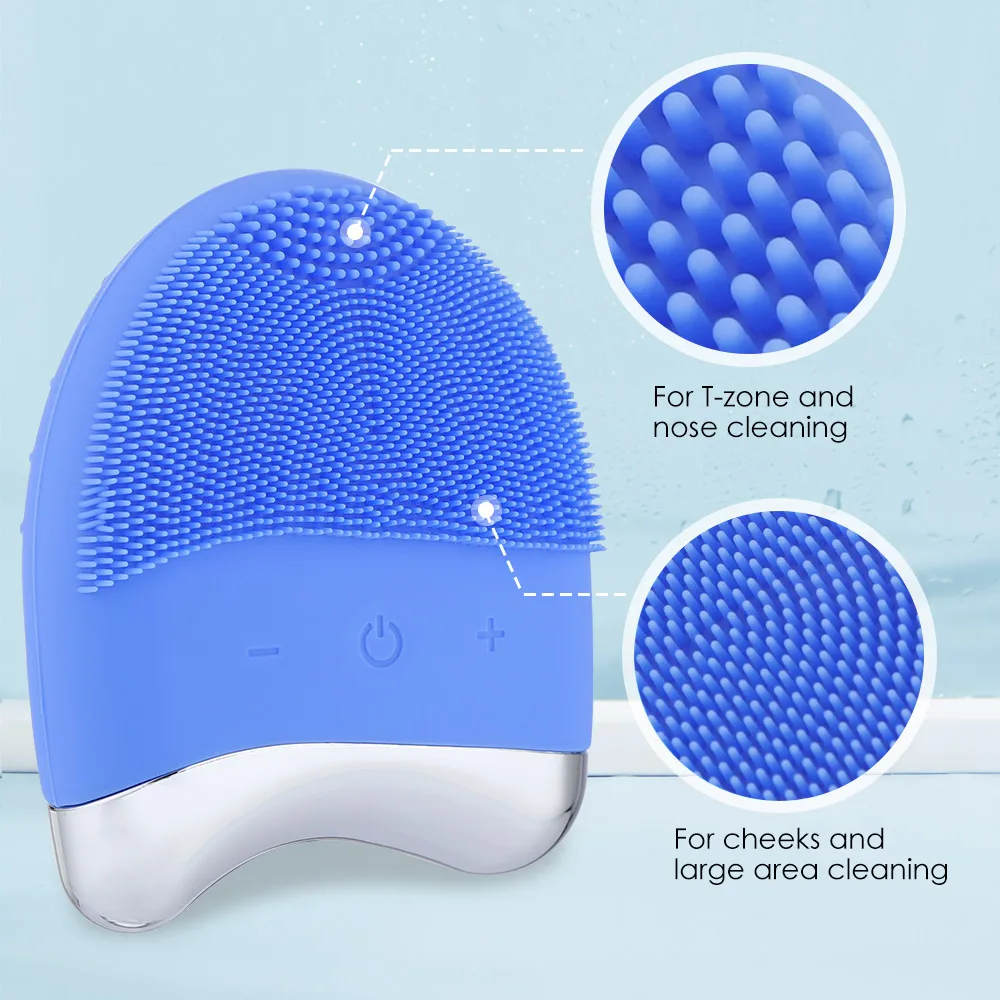 

2in1 Electric Facial Cleansing Brush Silicone Blackhead Exfoliating T-zone Nose Face Cleaner Massage Skin Care Washing Brushes