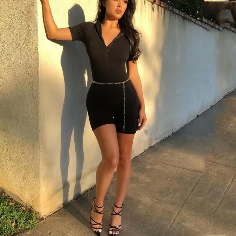 Летние шорты комбинезон новинка сплошной цвет для женщин короткий рукав тонкий