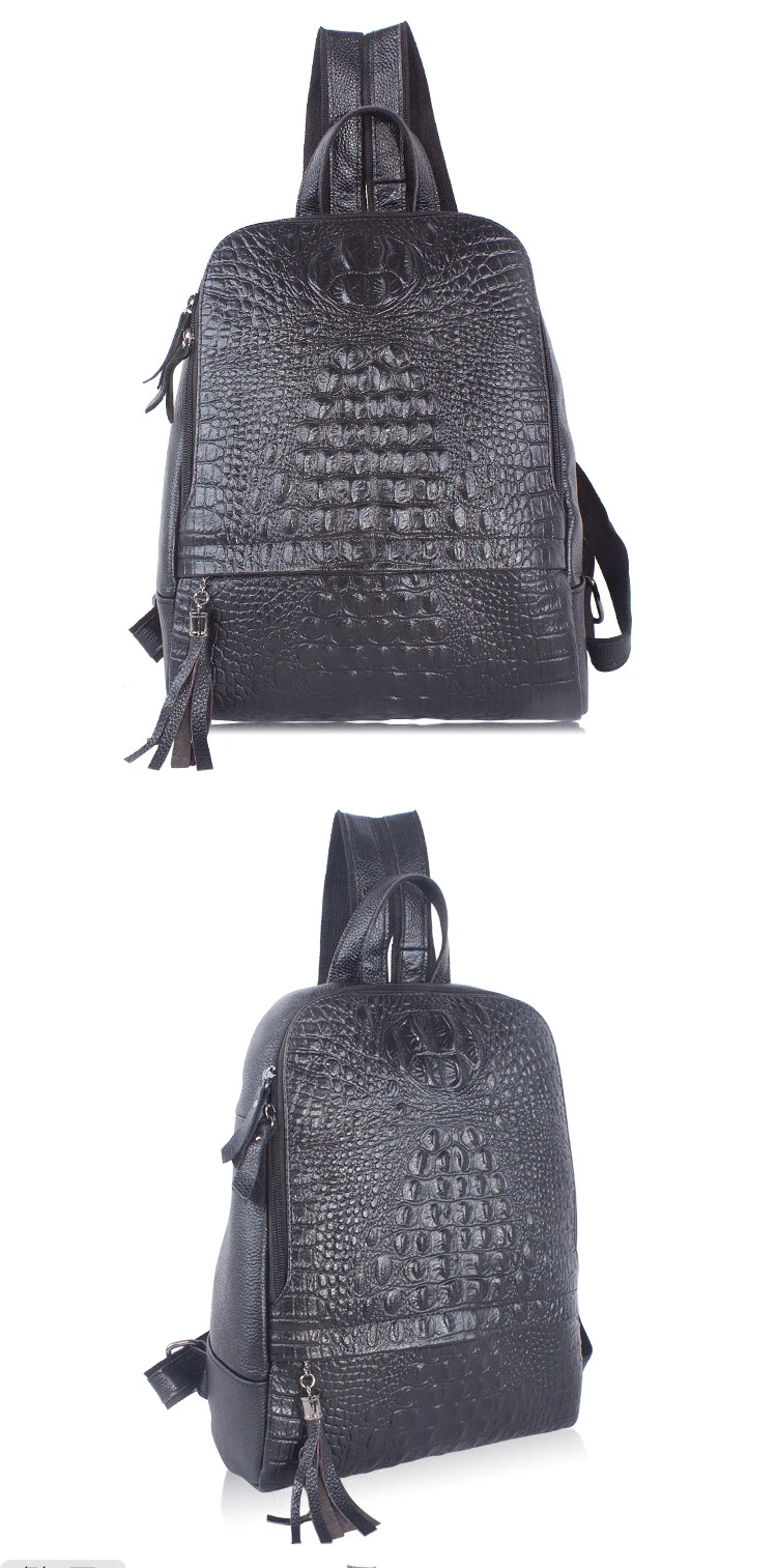 Genuine Leather Alligator Women Backpacks New Luxury Brand Female Real Natural Leather Ladies Girl Student Casual Backpack