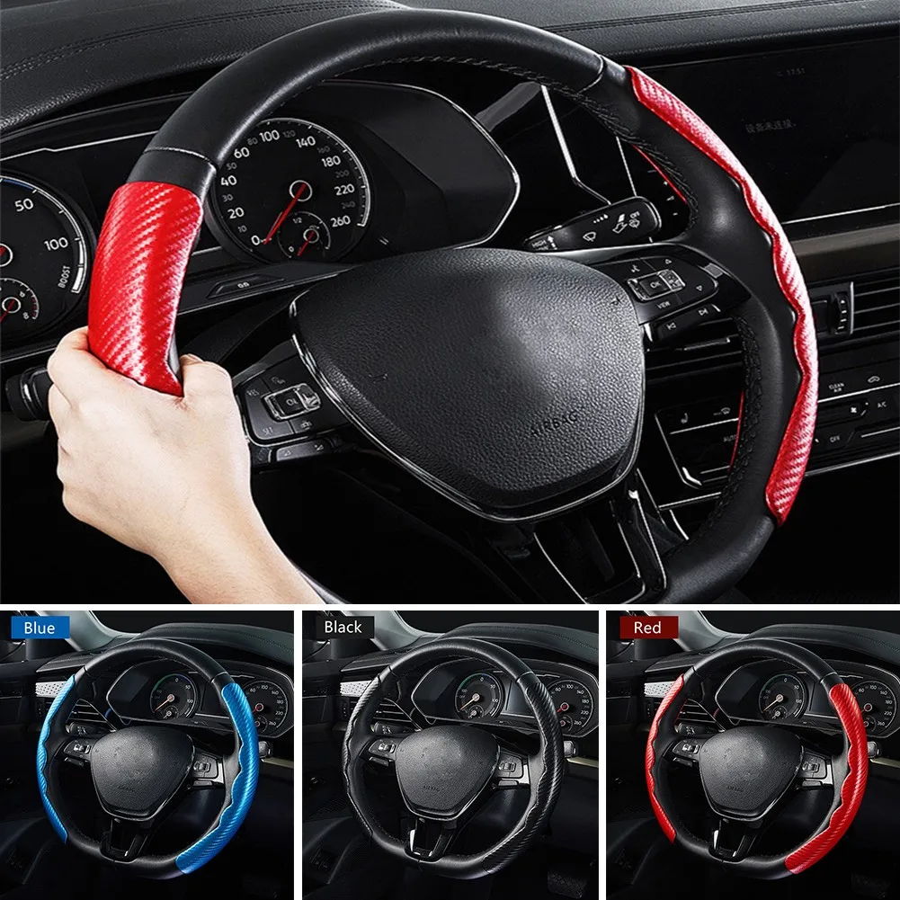 

Car Steering Wheel Booster Non-Slip Cover Carbon Fiber Universal Accessories 2 X High-quality And Durable Steering Wheel Cover