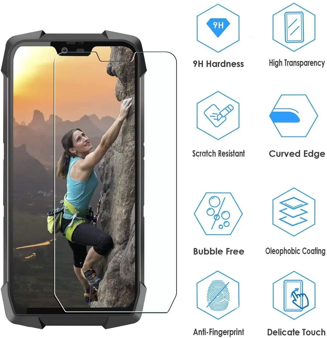 Переднее закаленное стекло для Blackview BV9000 профессиональная защитная пленка 9H