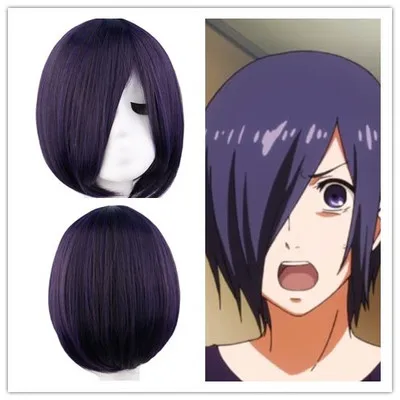 Одежда с надписью Tokyo Ghoul Touka Kirishima парик Косплэй костюм тока короткие фиолетовые