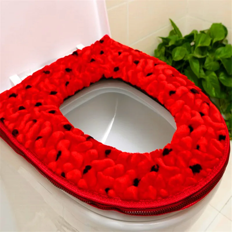 Red Plush Хорошее качество, зимний теплый вельветовый чехол для унитаза на липучке, кожаный водонепроницаемый коврик для ночного горшка, туалетное кольцо - Цвет: Red Plush