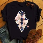 Женская Винтажная футболка с геометрическим принтом, в стиле Харадзюку 90-х
