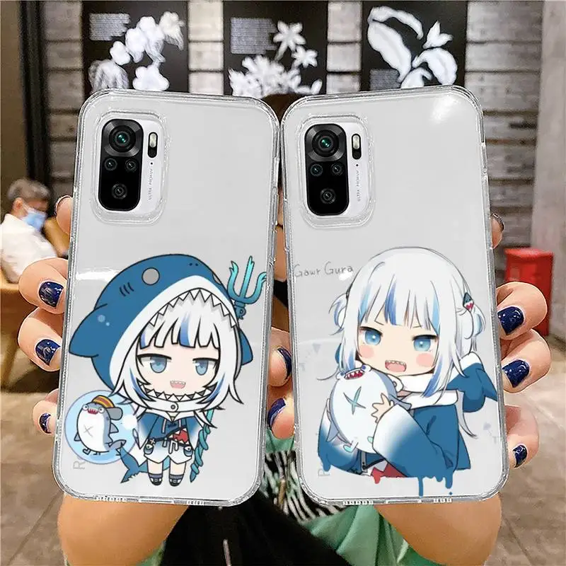 

lolis anime character gawr gura Phone Case For Xiaomi 11 Redmi Note 10 9 8 7 pro lite T A S 10T 9A 9S 8T Pro 4G Clear Case