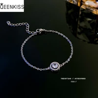 qeenkiss bt713 2022 fine jewelry wholesale fashion trendy woman girl birthday wedding gift round zircon 18kt white gold bracelet