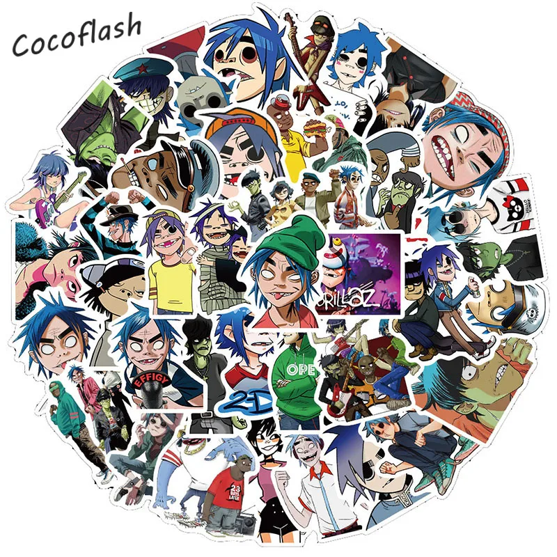 10/50Pcs/pack Cartoon Gorillaz British Virtual Band Stickers For Diy Helmet Luggage Guitar Skateboard Phone Case Laptop Decal