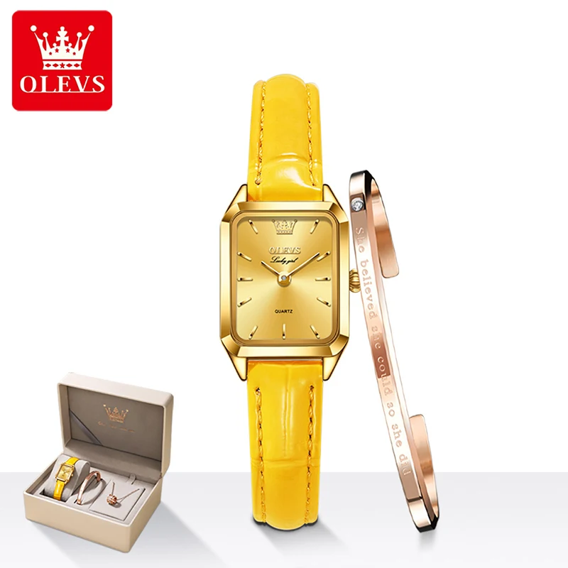 Роскошные женские часы OLEVS водонепроницаемые кварцевые с кожаным ремешком от