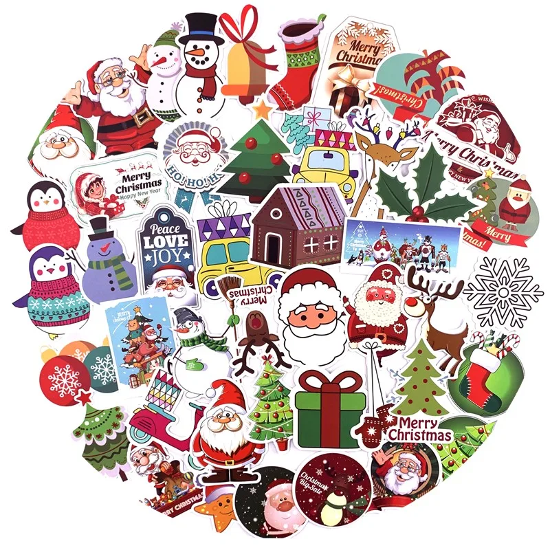 100 шт. рождественские наклейки снежинки не повторяющиеся для багажа компьютера