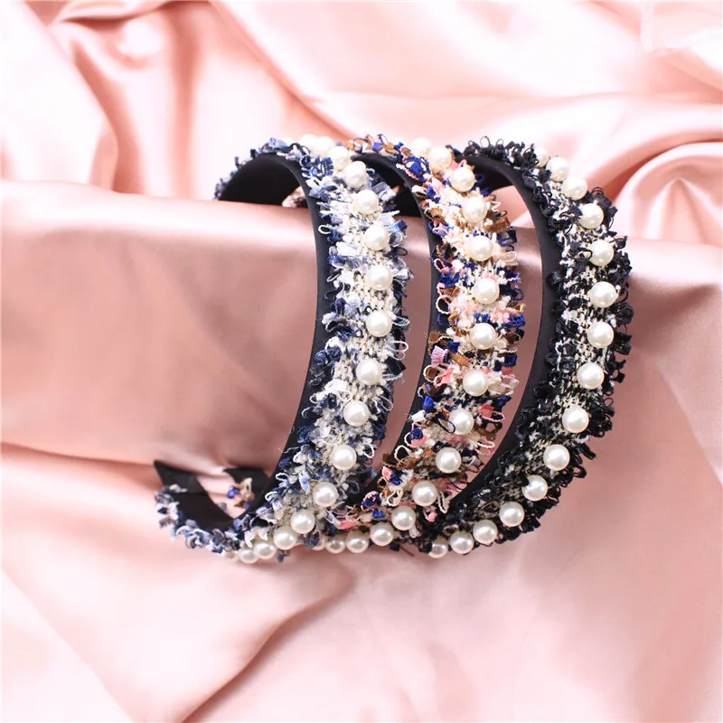 

2020 Fashion All-match Small Incense Wind Hair Band Wide-brimmed Korean Lady Sweet High-end Pearl Hair Accessories
