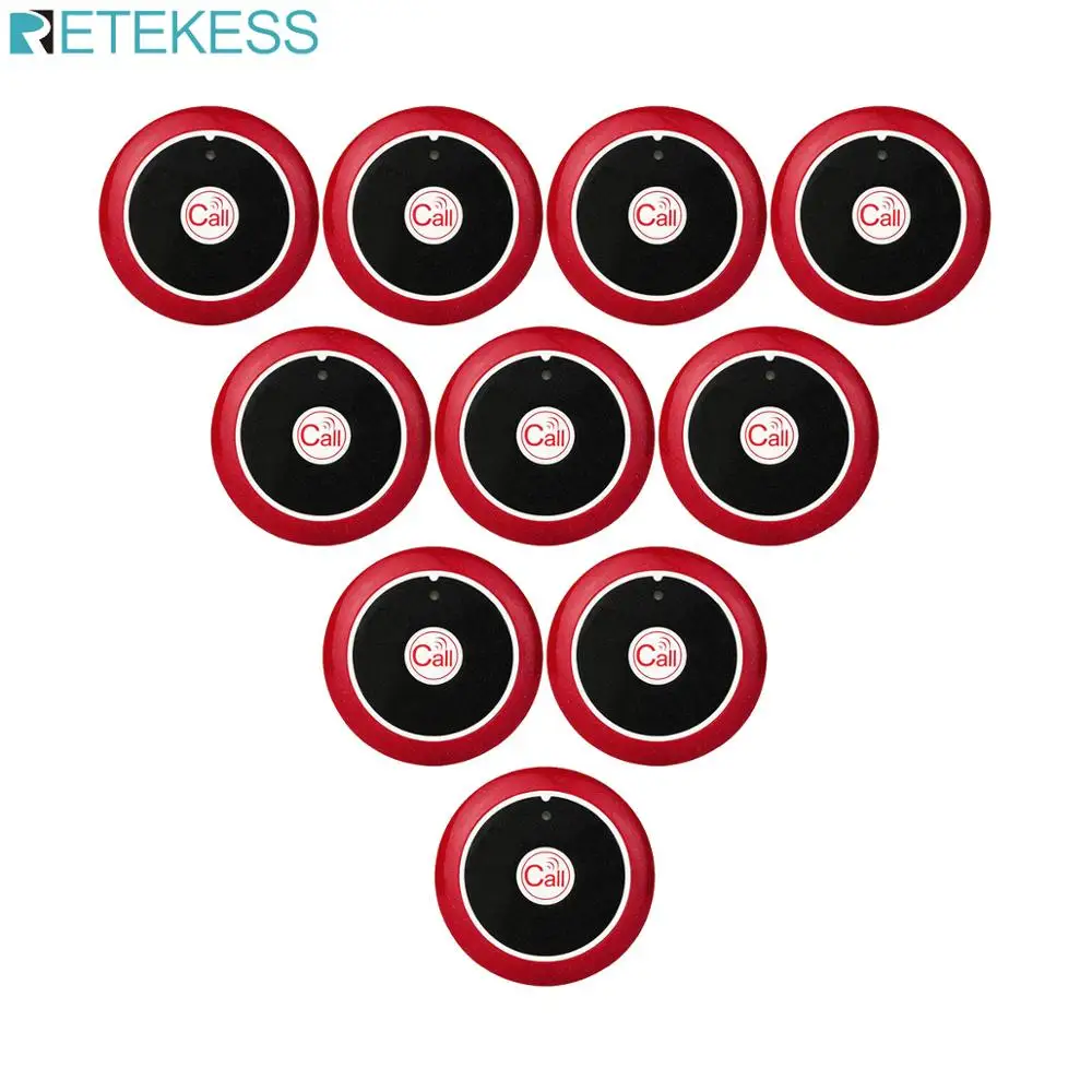 Retekess 10 шт. 433 МГц беспроводной пейджер кнопка вызова Ресторан Официант Система вызова оборудование для общественного питания обслуживание клиентов