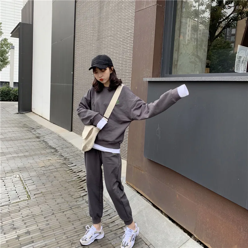 

Mooirue Autumn 2 Piece Tracksuit Women M-4XL Plus Size Vintage Harajuku Embroidery Sports Sets Korean Streetwear Women Outfits