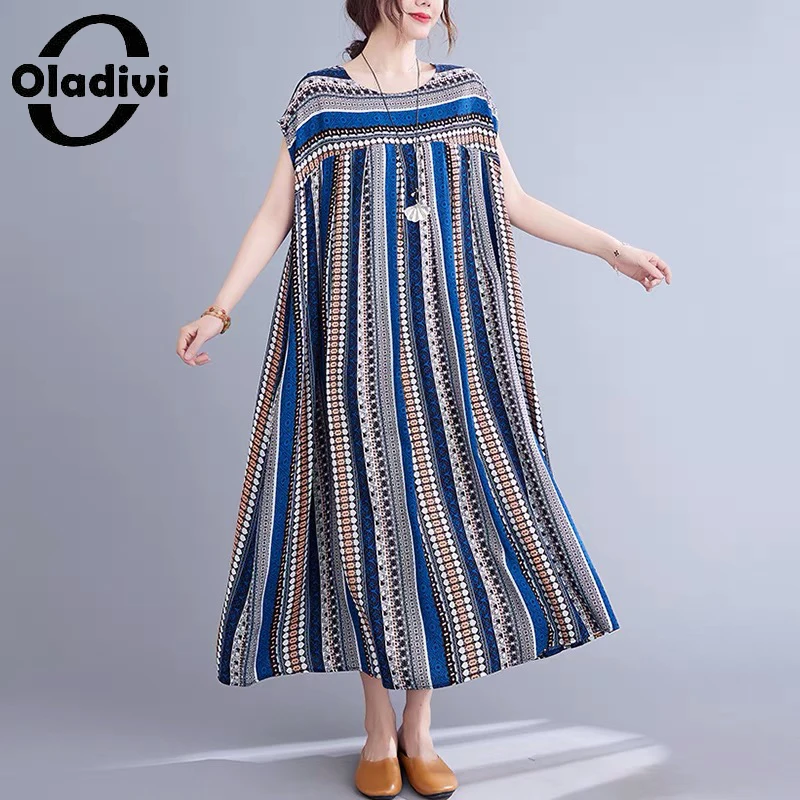 

Oladivi женская одежда большого размера, модное платье с принтом в стиле бохо, женская летняя Праздничная пляжная одежда, богемные Длинные плат...