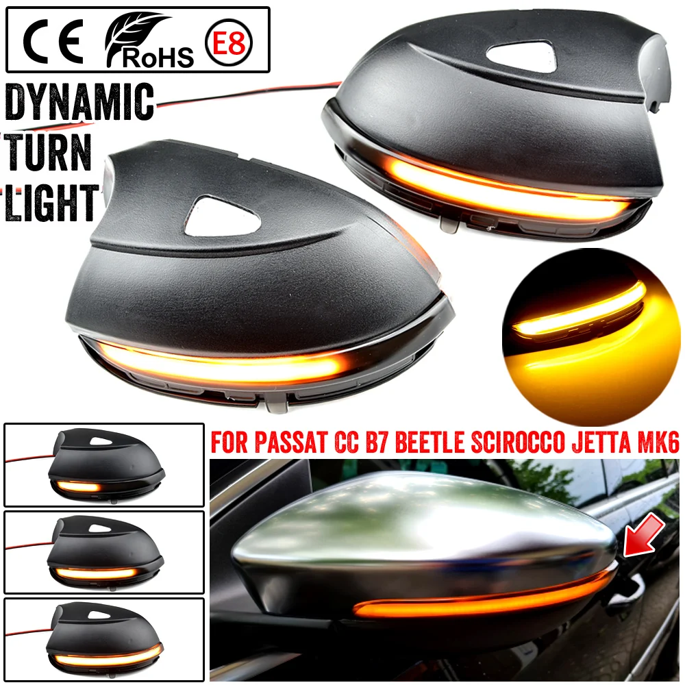 

LED Side Wing Dynamic Turn Signal Light for VW Passat CC B7 Beetle Scirocco Jetta MK6 Euro Rearview Mirror Indicator