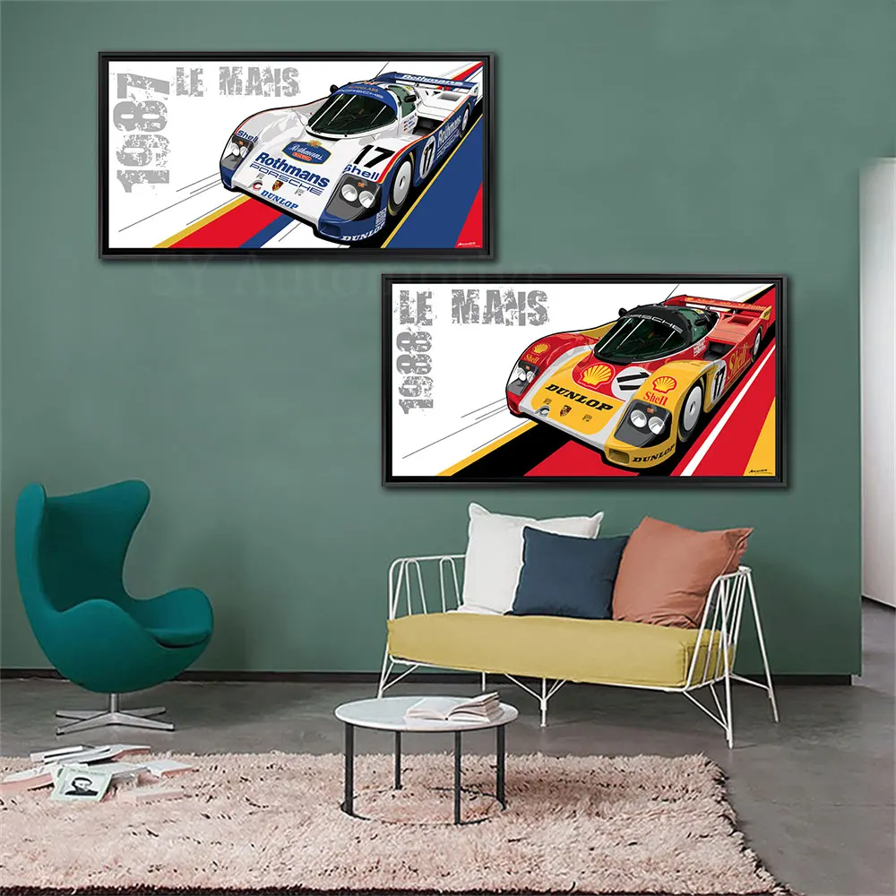 

24 Heures Du Mans 1987 1988 962C Racing Car Poster Print Canvas Painting Home Decor Wall Art Picture For Living Room