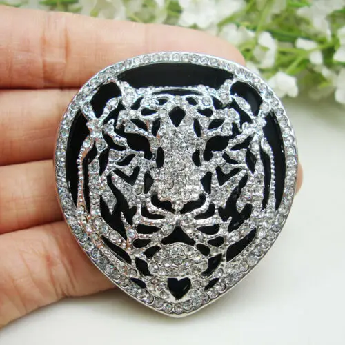 Подвеска в виде тигра винтажном стиле для женщин прозрачная брошь кристалл со