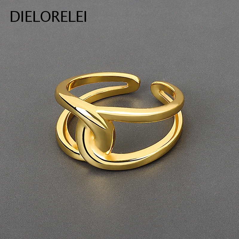 

DIELORELEI 925 Sterling Silver Light Luxury Simple Cross Line Ring Minimalist Niche Temperament Jewelry Style Accessories Gift