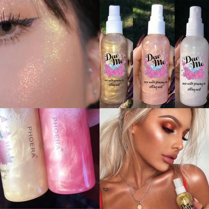 

50 мл перламутровая фотография спрей Осветляющий лицо тело Сияющий увлажняющий мерцающий Осветляющий хайлайтер макияж