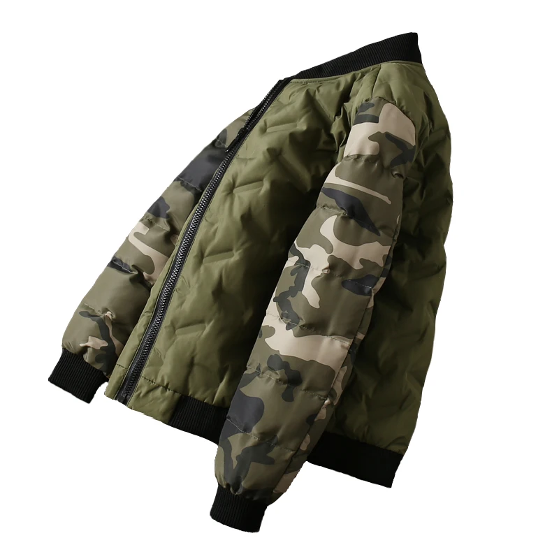 

Men Casual Camouflage Cotton Jacket Korean Style Slim Pockets Zippers Stand Collar Male All-Match Warm Coat Autumn Winter New