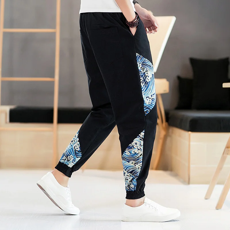 

Men Sweatpants Hip Hop Trousers Men Pants Chinese Style Printed Pants Men Japanese Streetwear Harem Pants Men Pants Hip Hop Tro