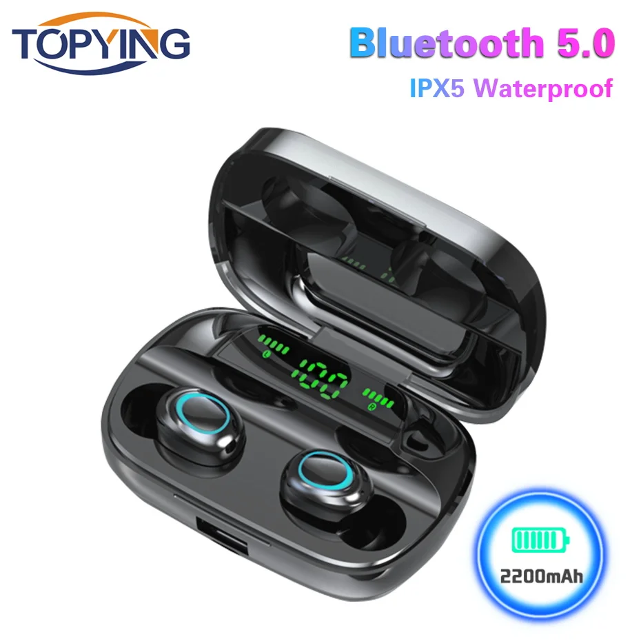 Беспроводной Bluetooth 5 0 наушники светодиодный Дисплей вкладыши TWS с сенсорный