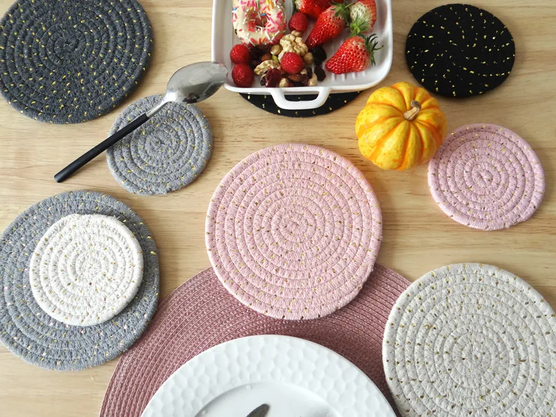 

Round Table Placemats Non-Slip Coaster Table Mats Dining Table Placemat Cotton Rope Restaurant Supplies Dining Table Accessories