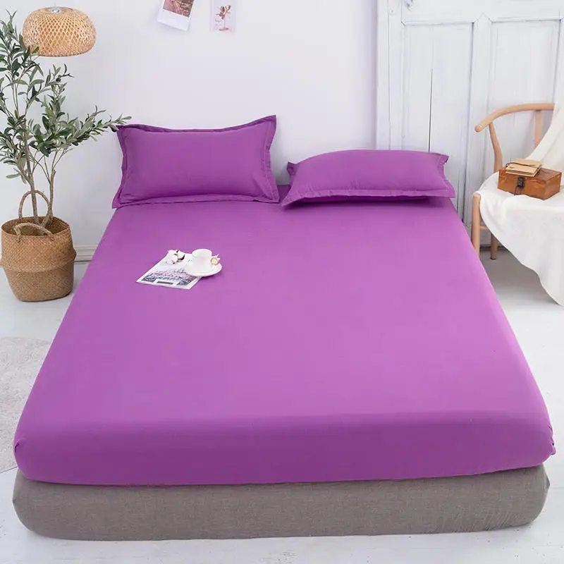 

1PCS Fitted Sheet Solid Color Bed Sheets Single Double Queen Size 150cm*200cm Mattress Bed Cover (No pillowcase)