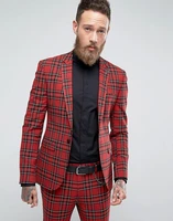 jeltonewin fashion italian design red plaid wedding tuxedos for prom men suits 2 pieces jacket pants slim fit male groom clothes