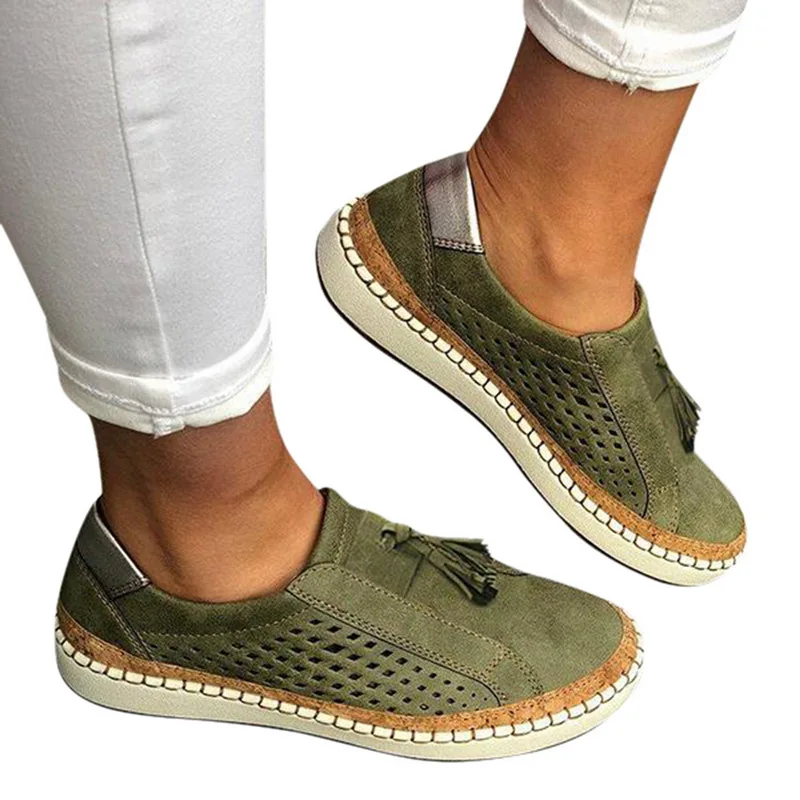 green3 Oeak/женские кроссовки; лоферы; обувь на плоской подошве; женская кожаная обувь без застежки; женская обувь; сезон весна-осень; удобная вулканическая обувь - Цвет: green3
