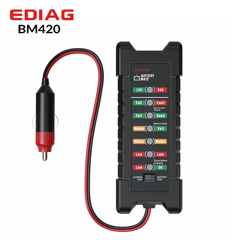 12V 24V с сигареты Lighte автомобиля Батарея Тесты er BM420 с 7LED-Тесты Батарея состояние Авто Батарея анализатор