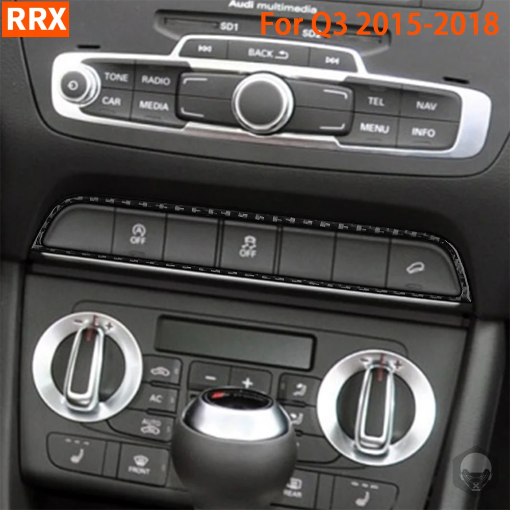 

Central Control Radio Lower Button Frame Cover Trim Real Carbon Fiber Sticker For Audi Q3 2015 2016 2017 2018 Car Accessories