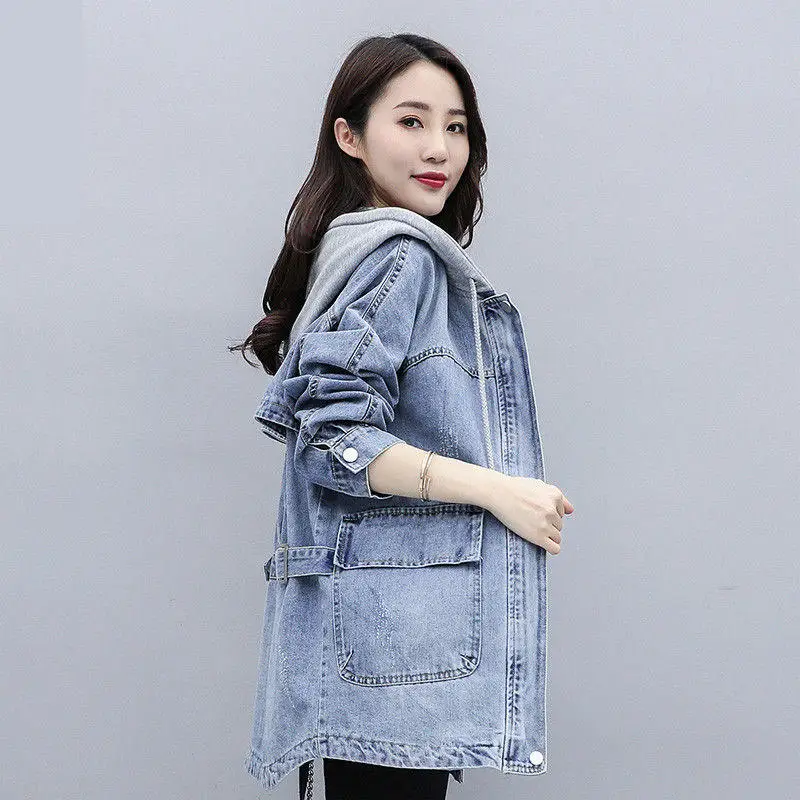 Винтажные джинсы куртка женская одежда джинсовое пальто свободного покроя с