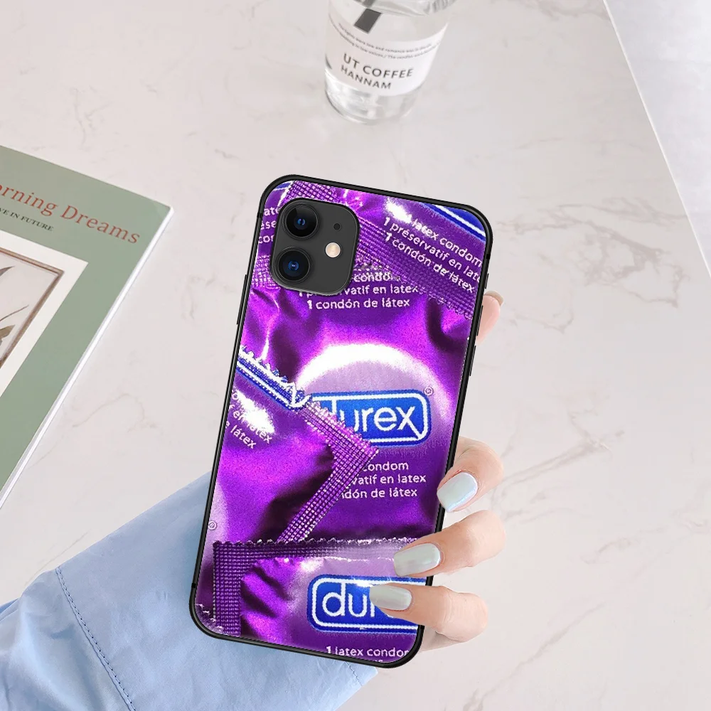 

Durex Logo Brand Phone Case For Iphone 5 5S SE 2020 6 6S 7 8 Plus 11 12 Mini X XS XR Pro Max black Bumper Trend Prime Luxury