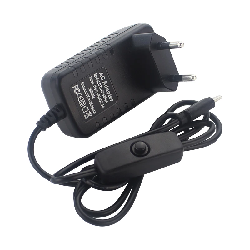 Для Raspberry Pi 4 4b 5v 3a Питание Зарядное устройство AC адаптер USB-C кабель с функцией