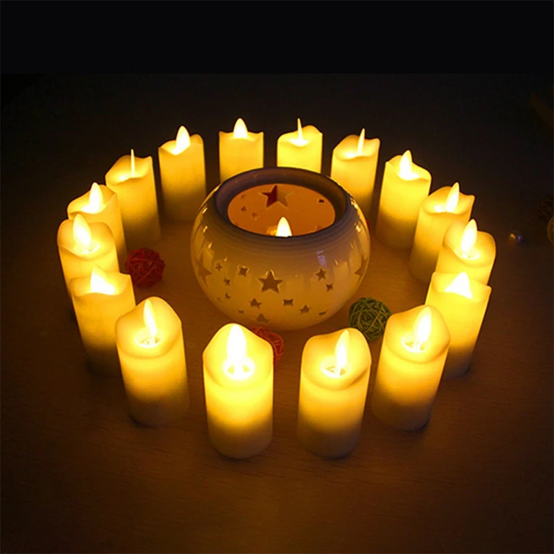 

12Pcs Rechargeable Flameless Candles Realistic Warm LED Cordless Candles Candle Lights with Flickering Flame