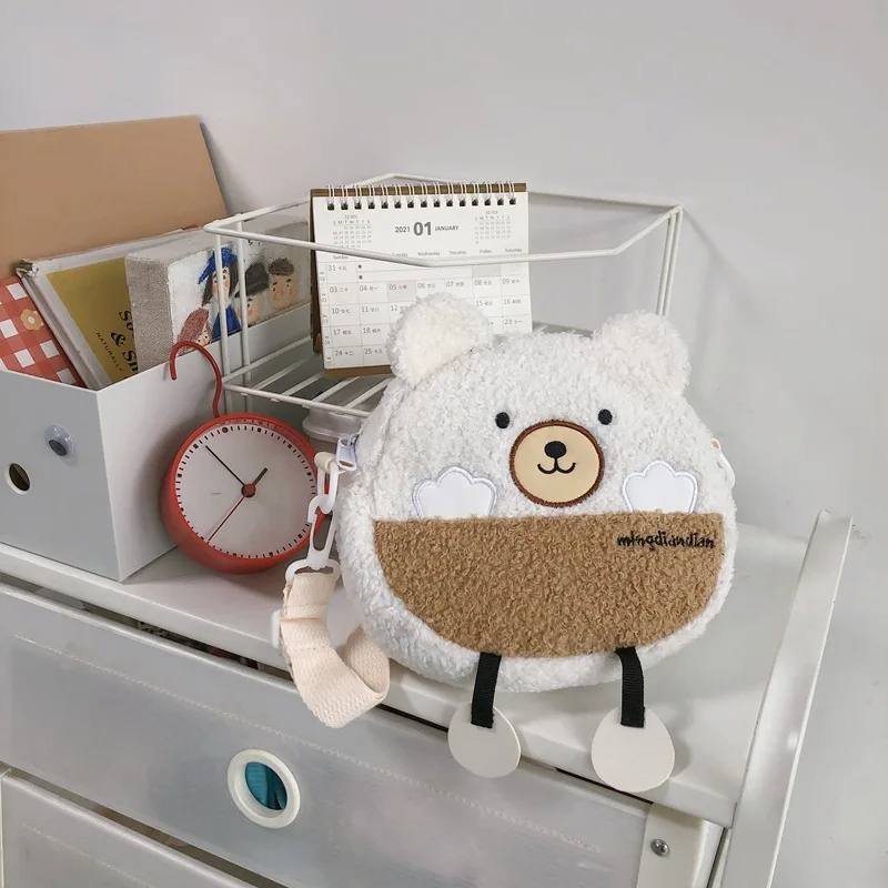 Fashion Girls Bag Japanese Korean Style Soft Lovely Mini Square Bags New Ins Children Lamb Cashmere Shoulder Messenger Bag