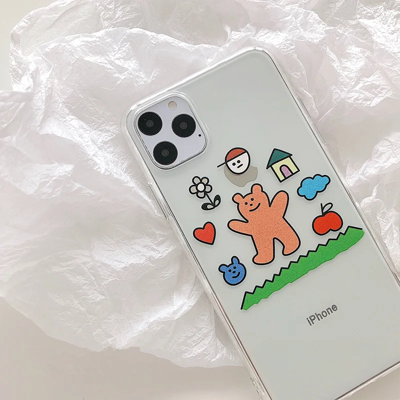 Korean phone case cartoon bear for iphone 11 Pro Max xs max xr x cover 6 6s 7 8 plus funda Charlie soft silicone tpu |