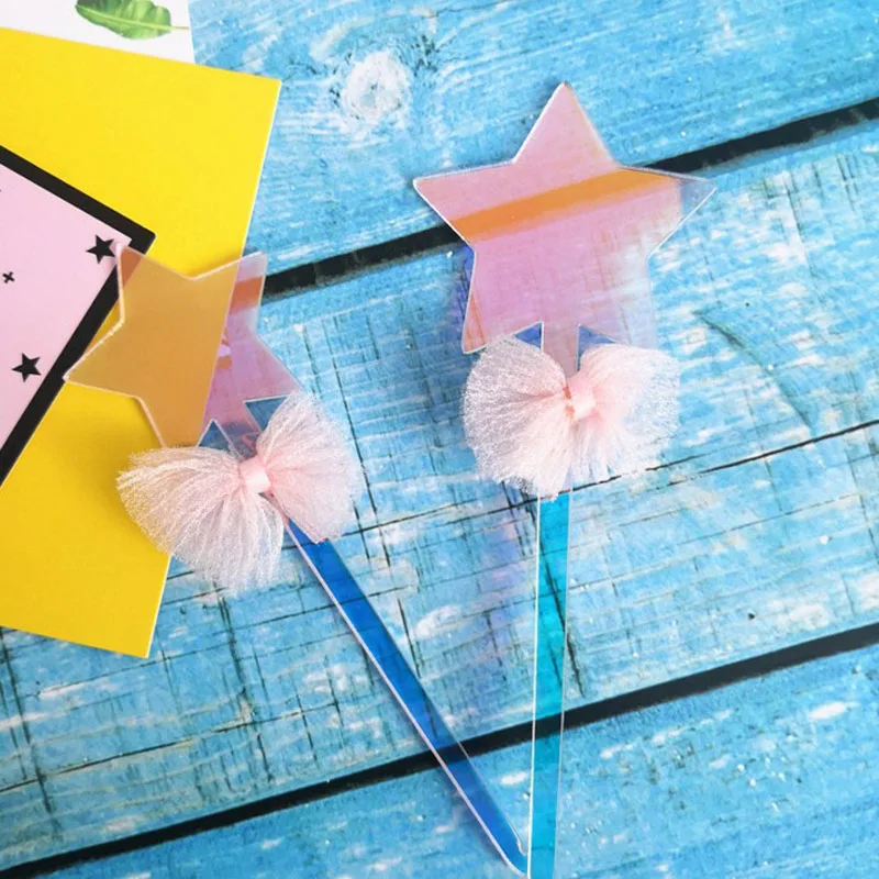 2 шт кавайные Милые Акриловые топперы в форме сердца звезды для кексов украшения