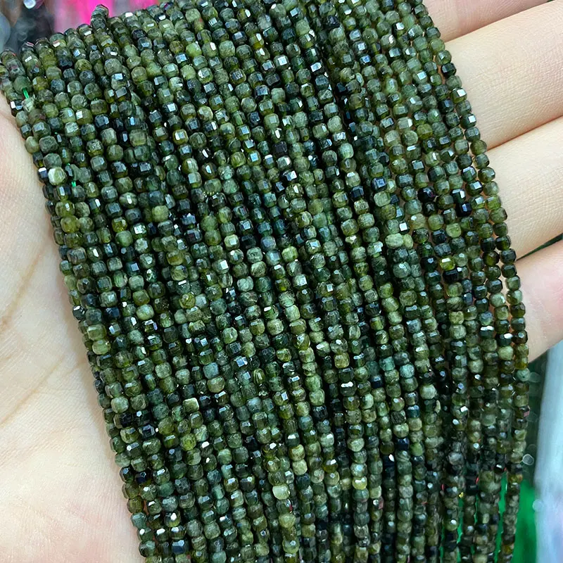 Уникальные Квадратные бусины из натурального камня AB с зеленым турмалином