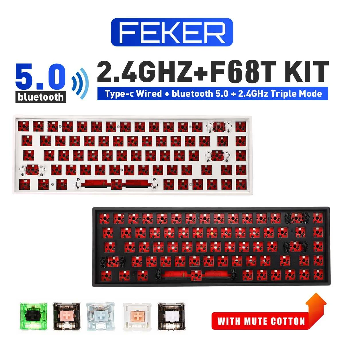 FEKER 68 ключи Hotswap DIY клавиатура по индивидуальному заказу комплект тройной режим