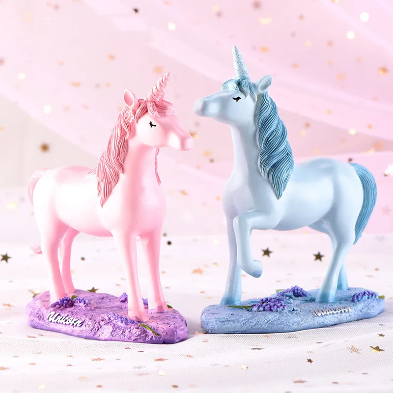Разноцветные игрушечные единороги из смолы Мультяшные Аниме фигурки