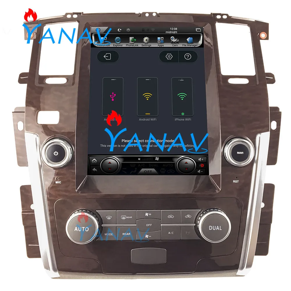 

12,1 дюймов Тесла стиль вертикальный экран Автомобильный навигатор GPS для-Nissan Patrol 2016-2019 навигация Мультимедиа DVD плеер онлайн тв